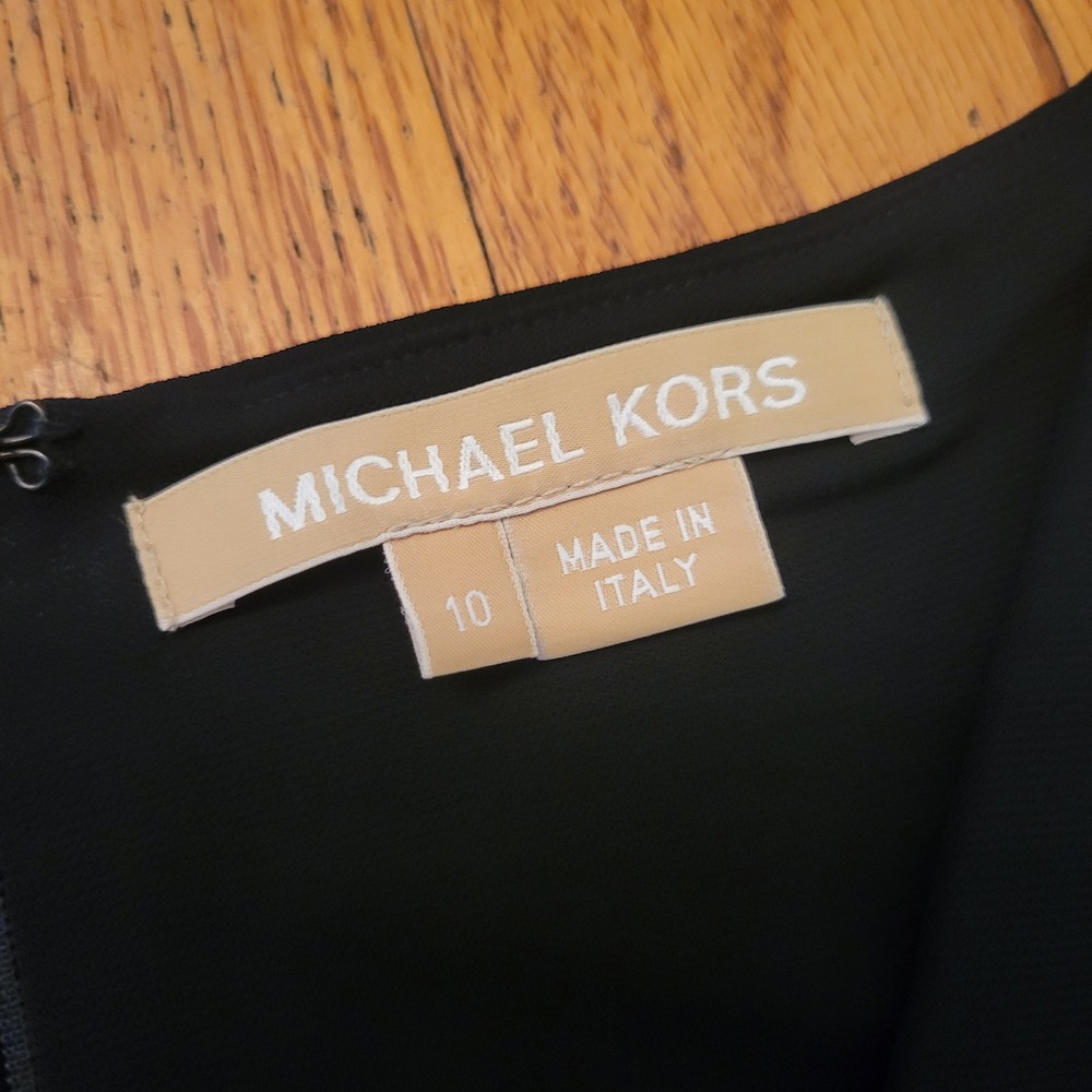 Michael Kors 10 Sheath Dress Black Ruched V Neck Sleeveless Italy Gown Glam Goth - Picture 3 of 7